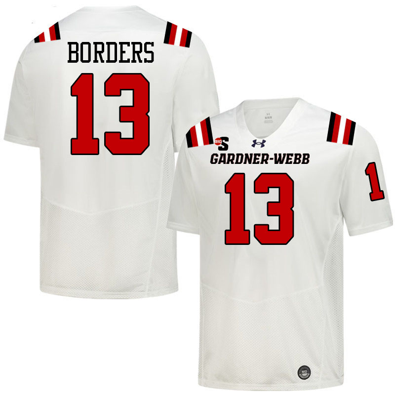 Gardner-Webb Runnin' Bulldogs #13 Caleb Borders College Football Jerseys,Uniforms-White